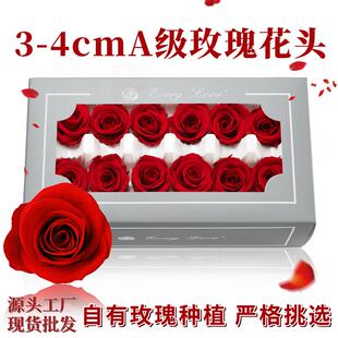 永生花玫瑰花头diy批發材料3-4cm12朵装花束礼物高级感干花花