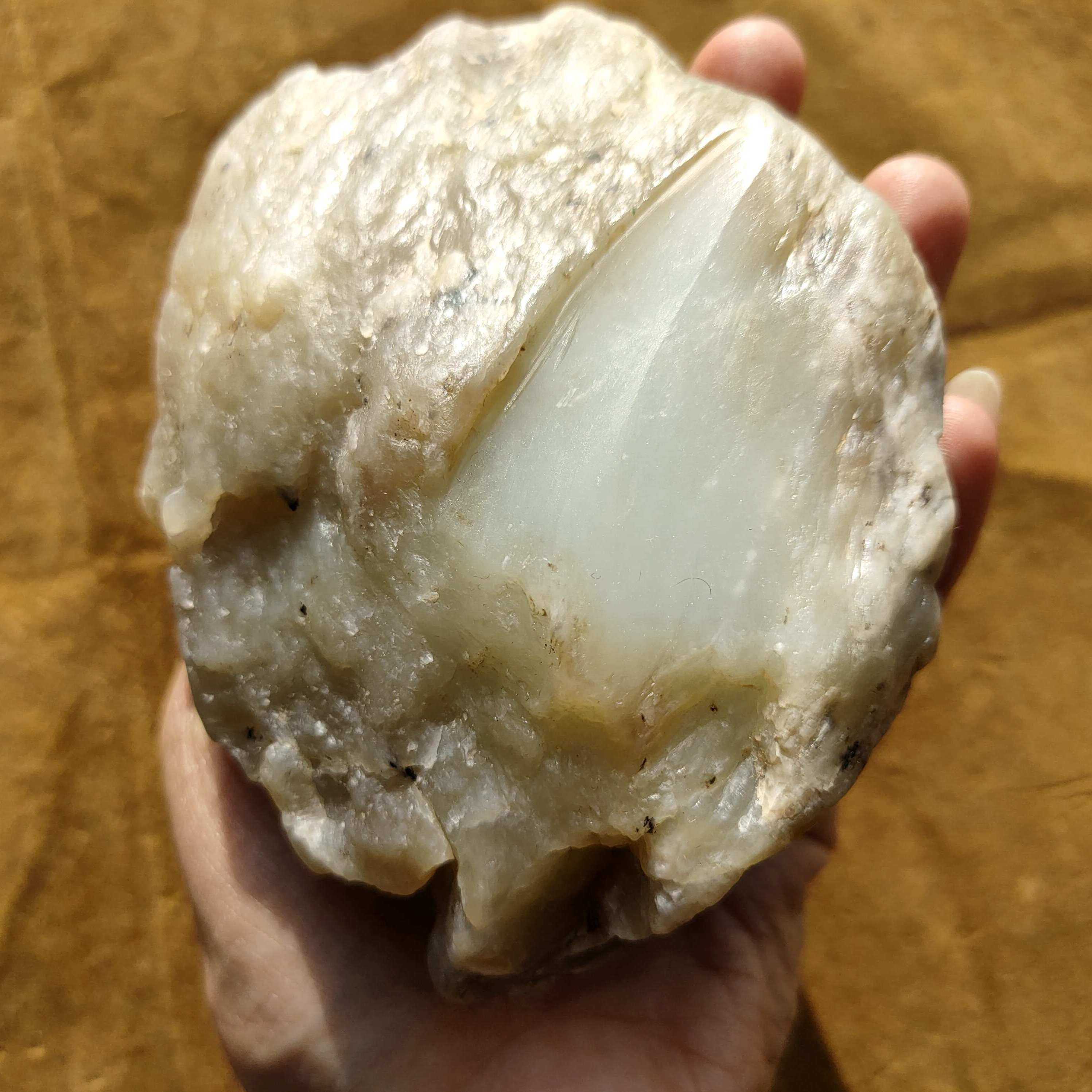 500g且末糖玉山料原石天然细腻新疆和田玉毛料原石边角料
