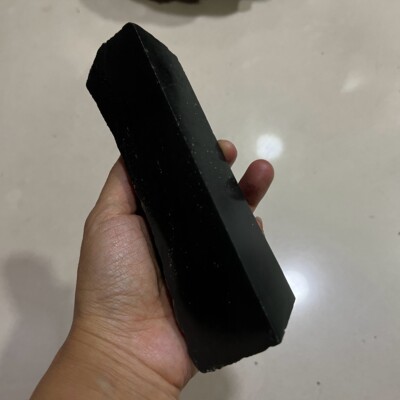 453g新疆和田黑青山料切料原石天然黑羊脂块料带矿点塔青金星黑青