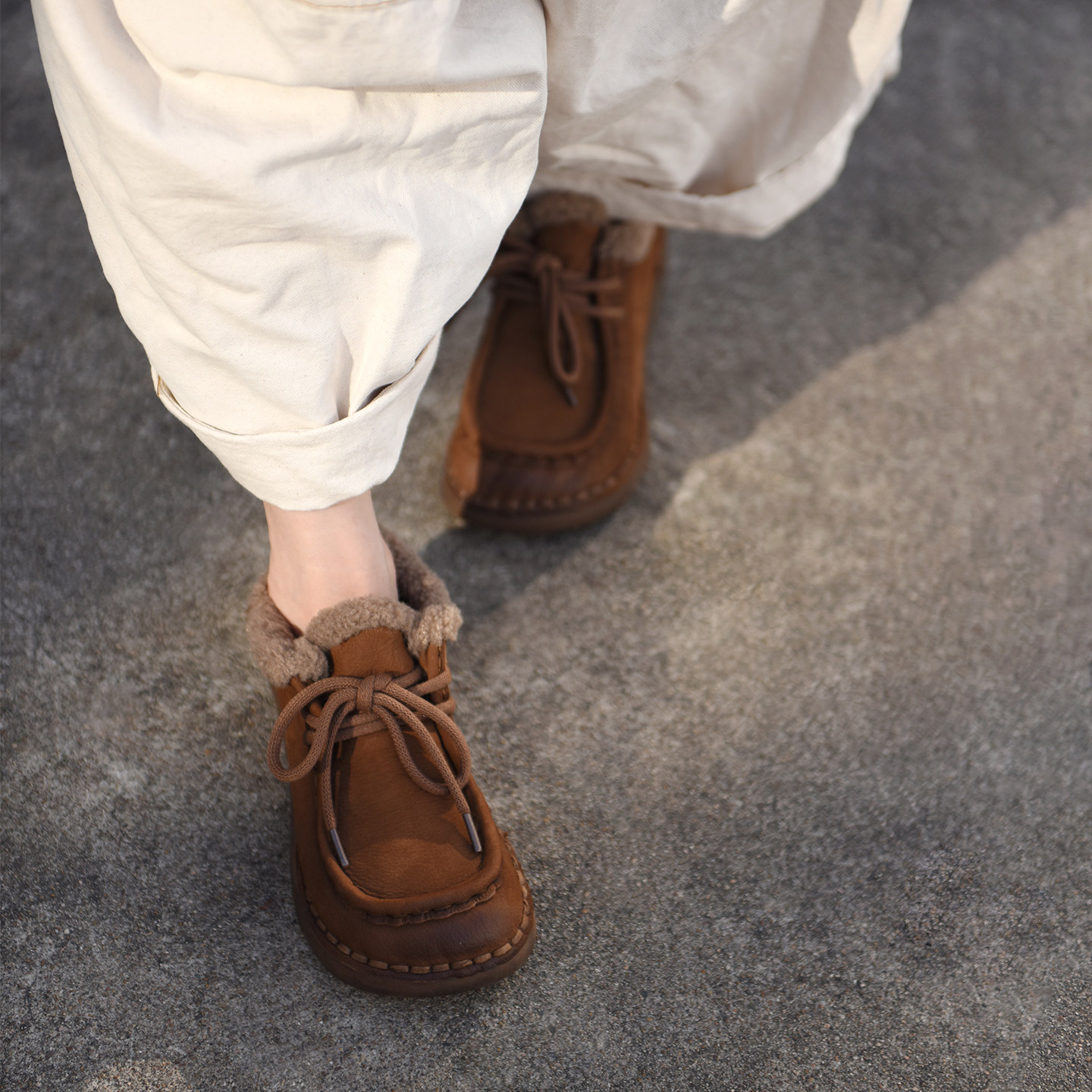 真皮版加绒毛毛鞋雪地靴新款