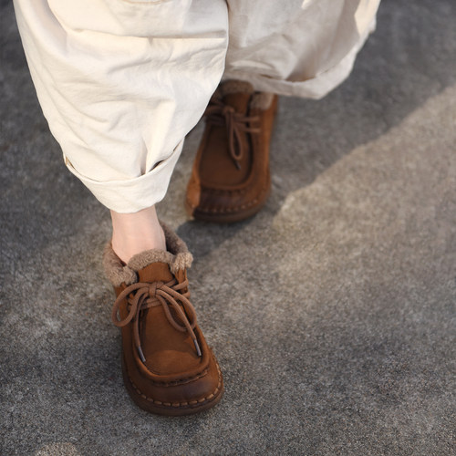 真皮版加绒毛毛鞋雪地靴新款