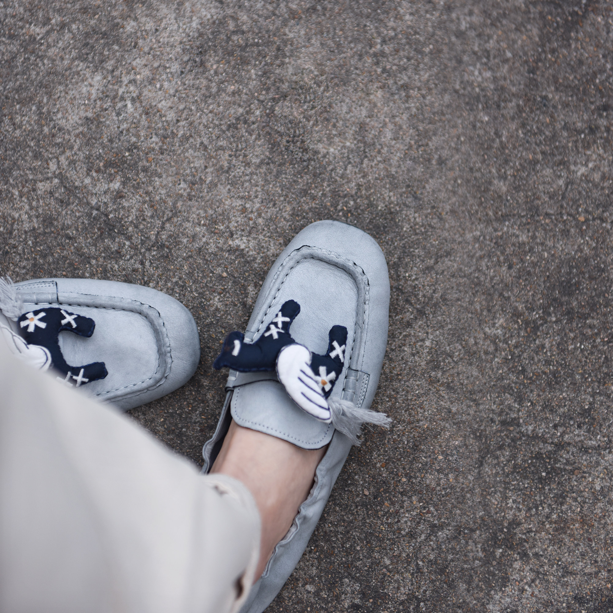 Artmu阿木小马头层牛皮方头乐福鞋女款一脚蹬豆豆鞋软底单鞋新款