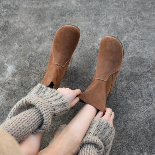 平底博肯靴丑萌短靴真皮舒适百搭