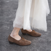 2026新款 Artmu阿木真皮4cm粗跟高跟鞋 女气质高级不累脚深口单鞋