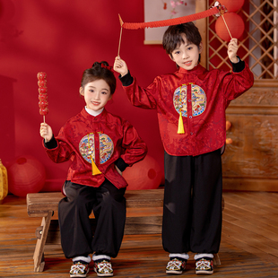 男童唐装冬季汉服中式国风小少爷过年喜庆拜年服男宝宝新年装薄款