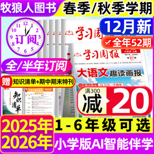 秋季 学习周报大语文趣读画报人教版 半年订阅春季 2026年全年 寒假阅读衔接荣恒一二三四五六年级小学生大语文知识报纸杂志 2025年