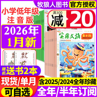 12月 全年 杂志2026年1月 3一二三年级小学生全彩作文拼音非过刊 12月礼盒版 2025年1 2024年1 实用文摘小学低年级注音版 半年订阅