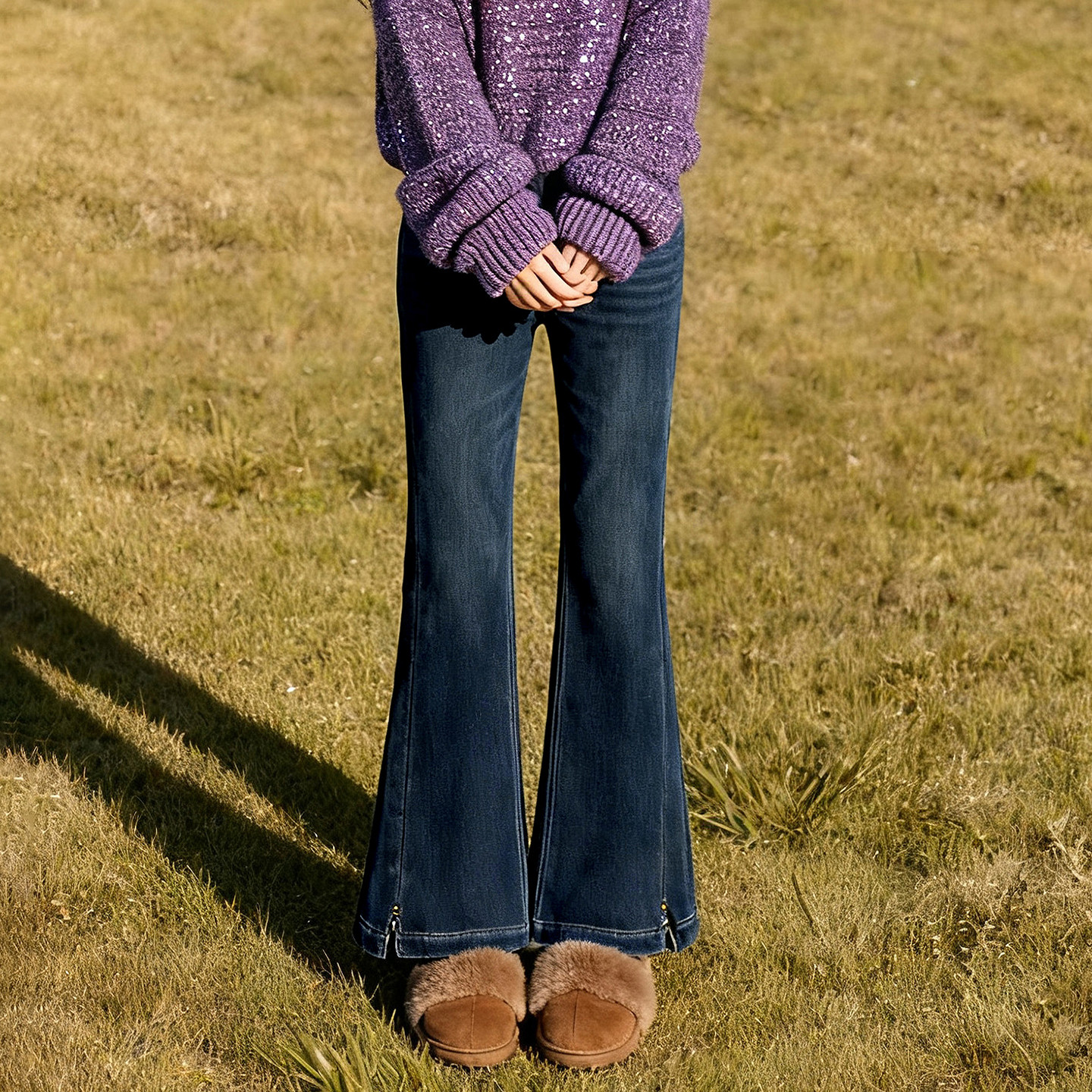 加绒牛仔微喇长裤2025年冬季新款女装裤子SXK25147,女装/女士精品,牛仔裤,淘宝优惠券,粉丝福利购,淘宝优惠卷