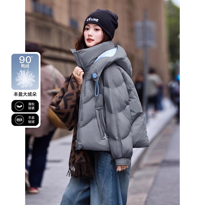 连帽短款羽绒服女2025年冬季新款