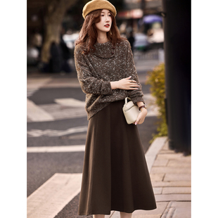 加厚温柔淑女套头毛衣半裙套装2025年冬季新款女装两件套装