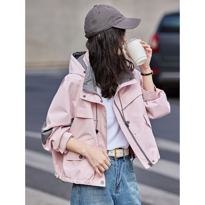 时尚气质休闲外套2025年秋季新款女休闲连帽百搭拼色减龄街头上衣