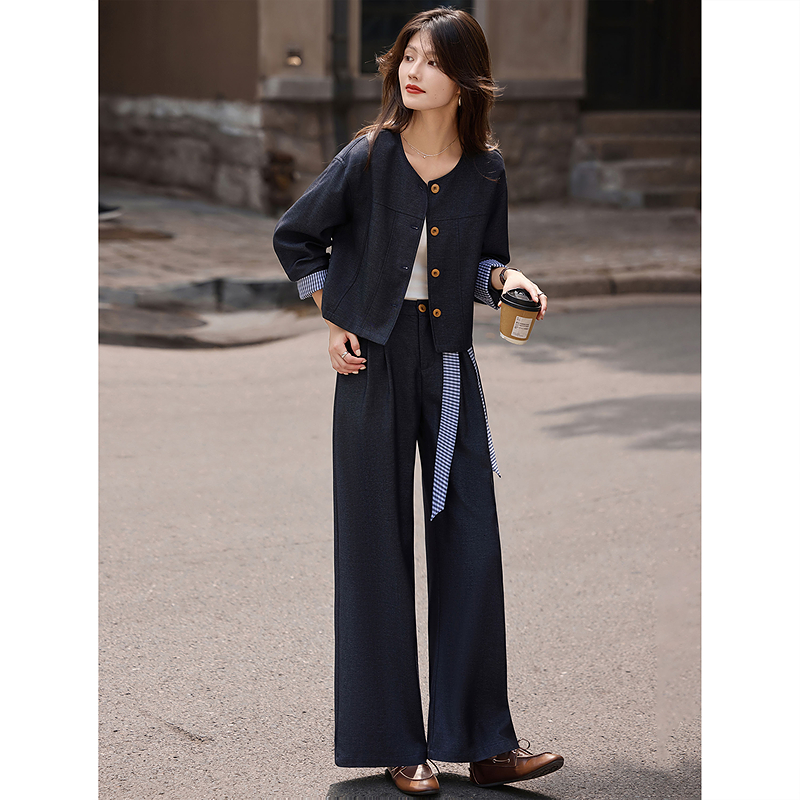 复古格子拼接2025年秋季新款