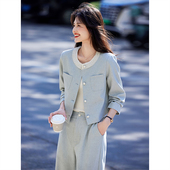 时尚 花边领休闲通勤职场小香风名媛两件套 新款 气质套装 2025年春季