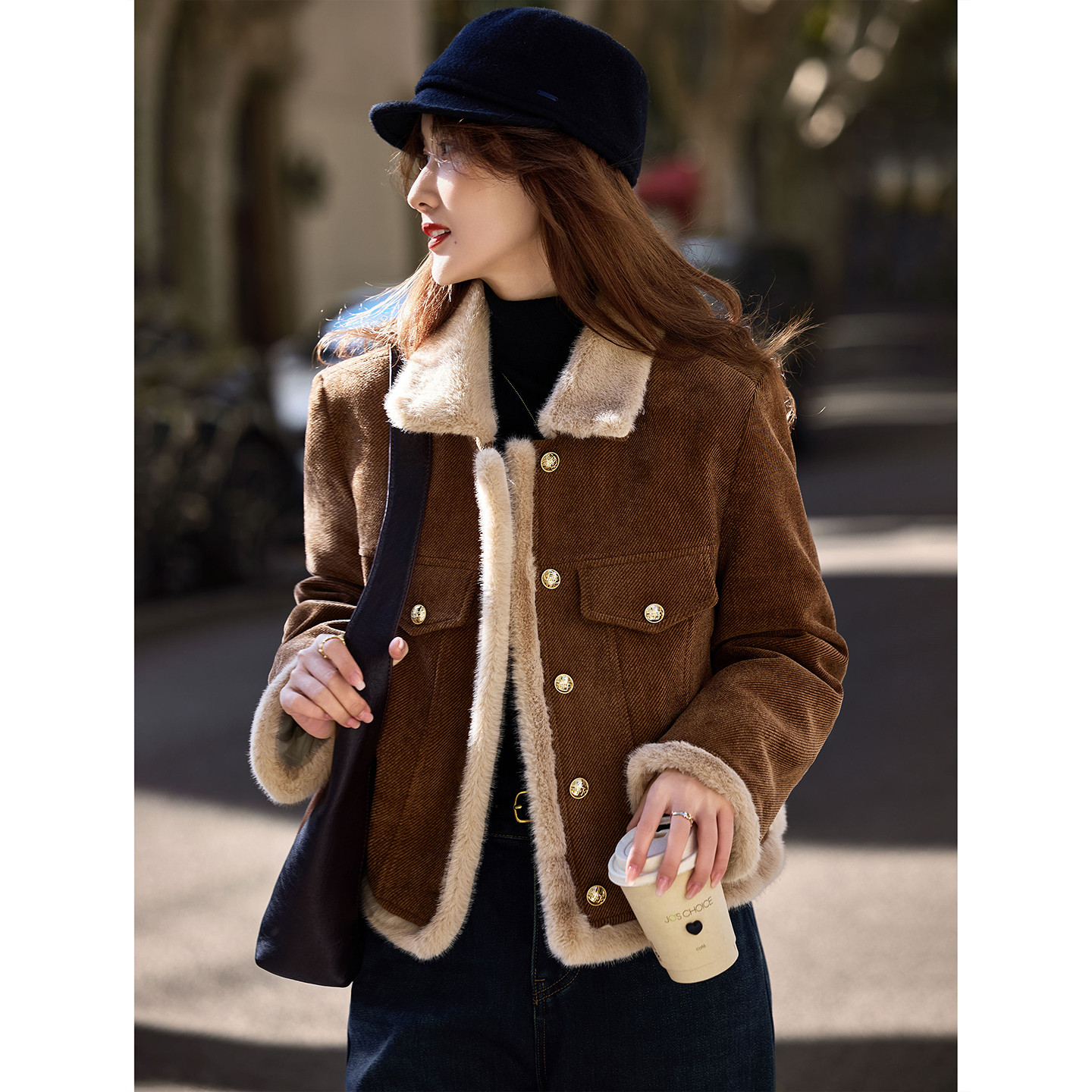 苏醒的乐园毛绒拼接翻领短款羽绒服2025年冬季新款厚外套上衣女装,女装/女士精品,羽绒服,淘宝优惠券,粉丝福利购,淘宝优惠卷