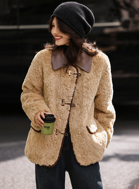 翻领毛绒拼接羽绒服2025年冬季新款仿皮草厚外套外衣SXYRF25149