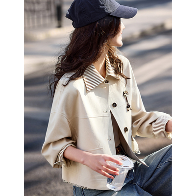 苏醒的乐园春季韩式拼接翻领外套