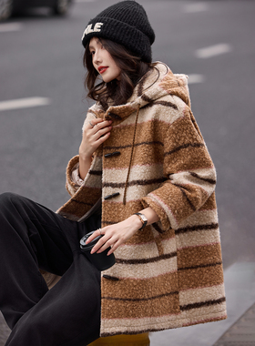 连帽牛角扣大衣羽绒服2025年冬季新款中长款女装上衣SXYRF25132