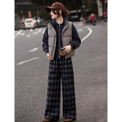 苏醒的乐园冬季新款格子三件套