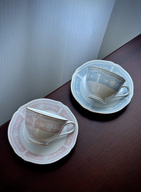 日本正品Noritake则武婚纱系列lecewood粉色蓝色咖啡杯马克杯水杯