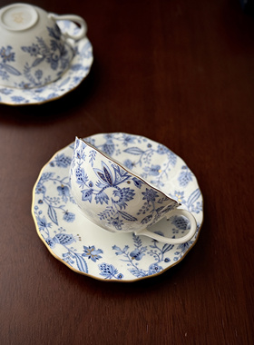 日本Noritake则武BLUE SORRENTINO蓝色伊甸园生命之树骨瓷咖啡杯