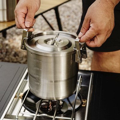 CLS户外304不锈钢锅具露营野炊装备全套炊具野营套装便携吊锅煮