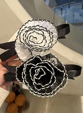 522121韩国东大门Baket甜美立体纱纱拼色花朵弹簧夹顶夹