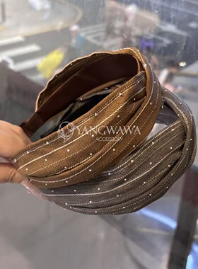 582123韩国东大门Baket新款条纹宽边满天星发箍头箍