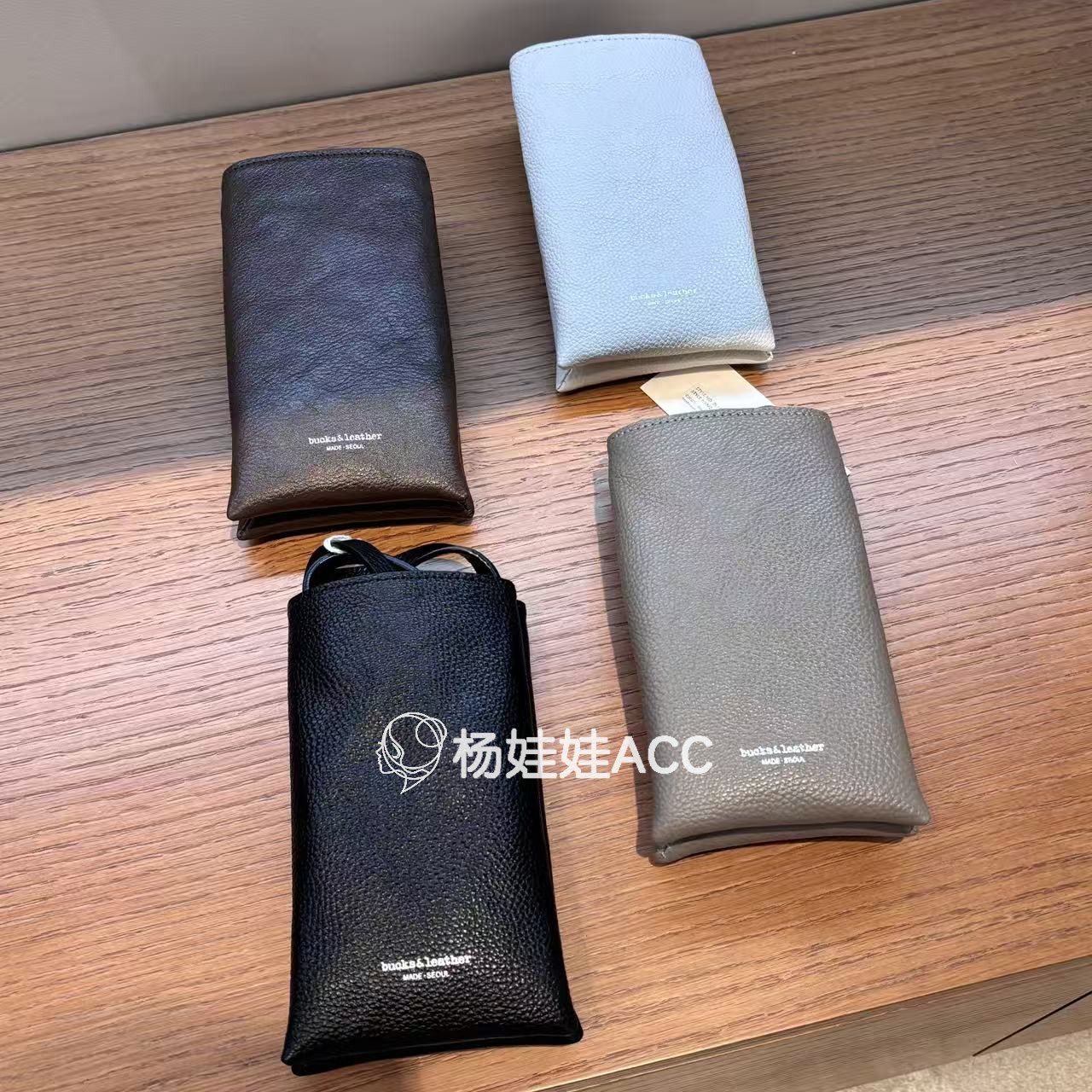 5100107韩国东大门Bucks & leather 新款复古气质牛皮双层手机包