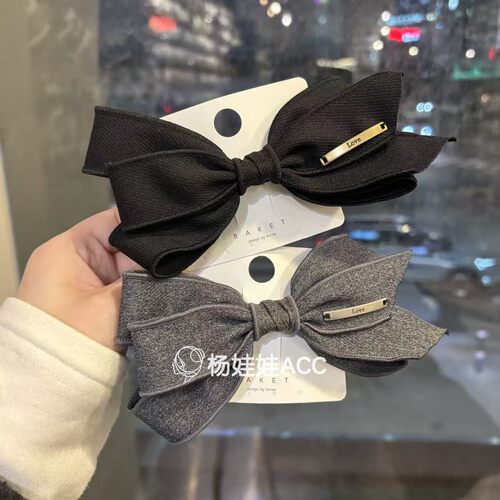620611韩国东大门Baket新款甜美时尚潮流毛昵蝴蝶结弹簧夹发夹