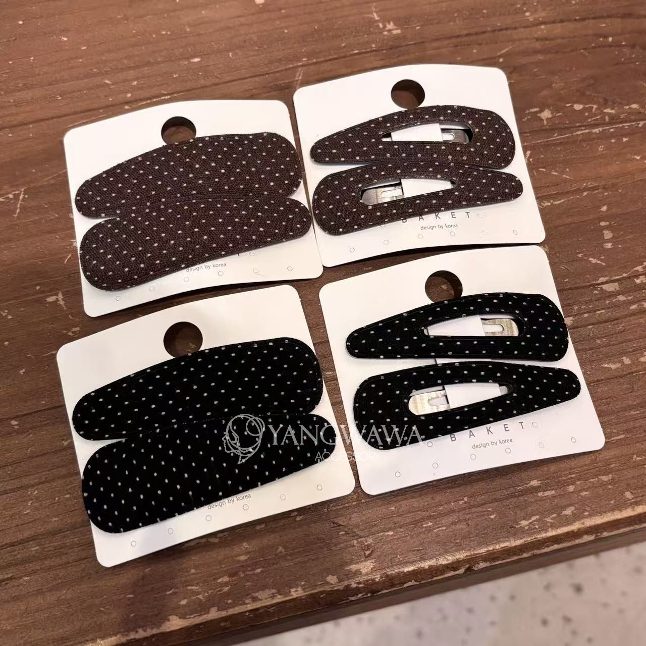 590407韩国东大门Baket新款高级感复古简约波点水滴掰掰夹边夹