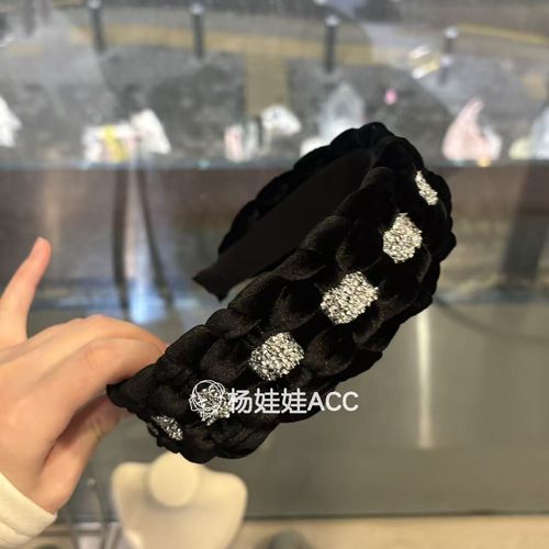 5121117韩国东大门Baket新款高级感丝绒水钻宽边发箍头箍