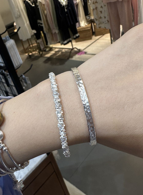 490109韩国东大门momo通体纯银不规则表面手镯