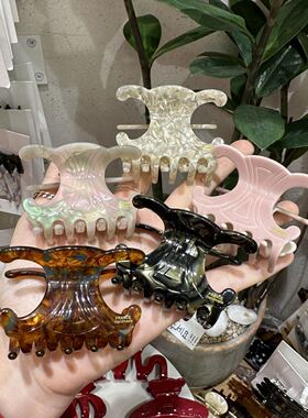 412010韩国正品小金标醋酸美拉德风抓夹发夹发抓