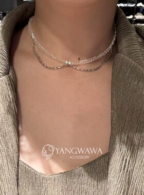 532922韩国东大门nyunyu新款蝴蝶结吊坠串珠项链