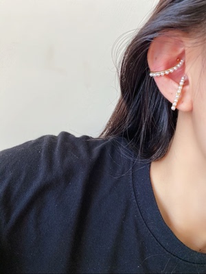 耳骨夹冷淡风金属珍珠简约