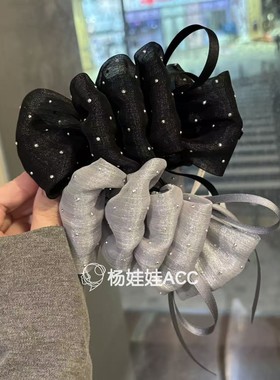 612608韩国代购Baket新款高级感蝴蝶结满天星香蕉夹发夹