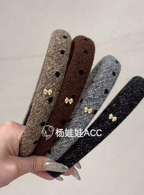 592204韩国东大门maylee新款高级感百搭时尚小蝴蝶结波点发箍