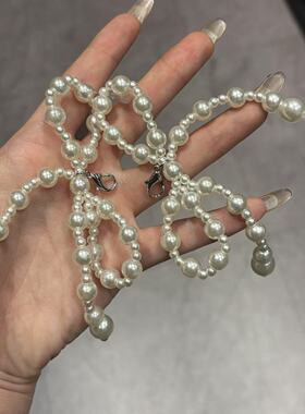 540701韩国东大门Baket新款珍珠蝴蝶结两件套甜美鞋扣