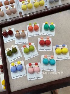 382630韩国东大门彩色圆球耳钉前后款 设计高级感甜美百搭耳环