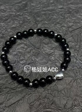 642806韩国东大门hey925纯银新款流行时尚黑玛瑙串珠手链