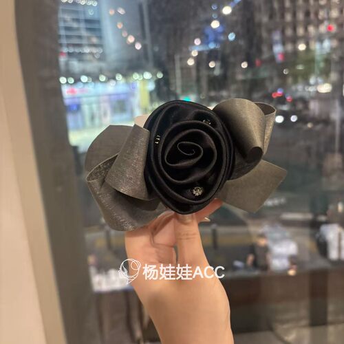 6100103韩国东大门Baket新款高级感蝴蝶结玫瑰花弹簧夹