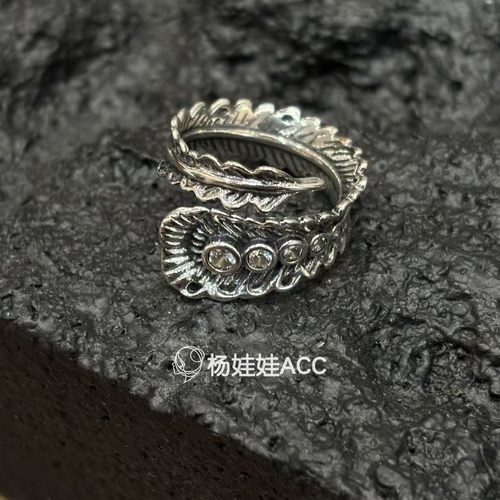 5121620韩国东大门Trois de LEI通体纯银新款复古螺旋花开口戒指