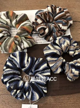 611001韩国东大门nyunyu新款高级感条纹柔软褶皱发圈