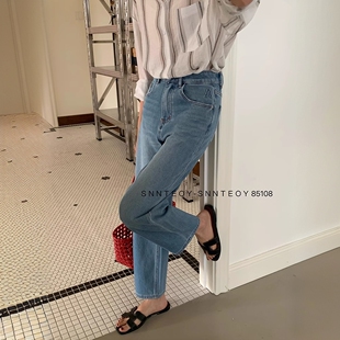 代嘉儿森调85108直筒牛仔裤女2025夏季新款显瘦高腰九分法棍裤子