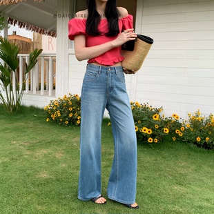 代嘉儿森调88631阔腿微喇牛仔裤女夏季薄款喇叭裤高腰显瘦筒喇裤
