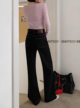 代嘉儿森调88111微喇牛仔裤女2026春季喇叭裤黑金高腰显瘦筒喇裤