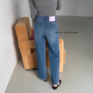 代嘉儿森调86089直筒牛仔裤女2026春新款蓝色高腰显瘦十分阔腿裤