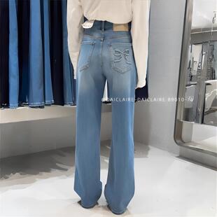 1蝴蝶结牛仔裤 阔腿裤 女2026春季 蓝色窄版 刘亦菲同款 代嘉儿B9010