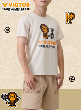 威克多VICTOR胜利羽毛球服安逸猿猴米洛BABY MILO联名T恤吸汗速干