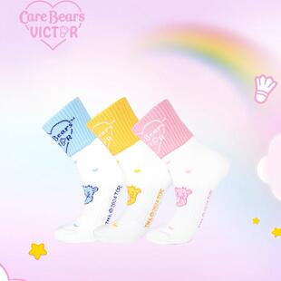 victor胜利hello kitty联名爱心小熊羽毛球女袜儿童毛巾底哈喽KT